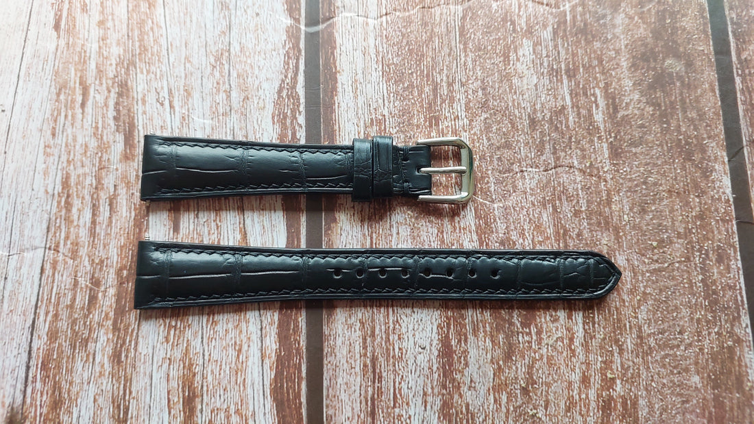 Black Full Grain Crocodile Leather Strap For Patel Philippe Watch