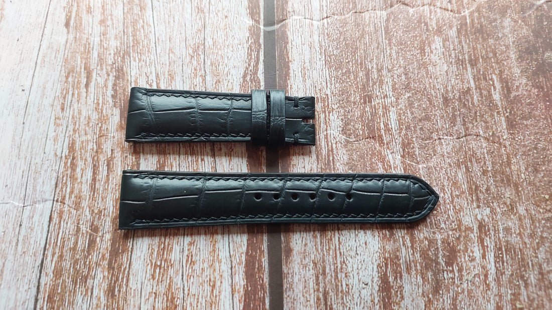 Black Full Grain Crocodile Leather Strap