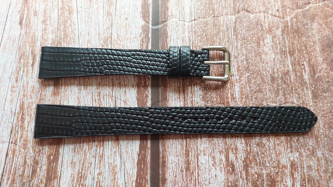Black Full Grain Lizard Leather Strap For Men's dress watch Seiko Lasalle Quartz 9550-6019