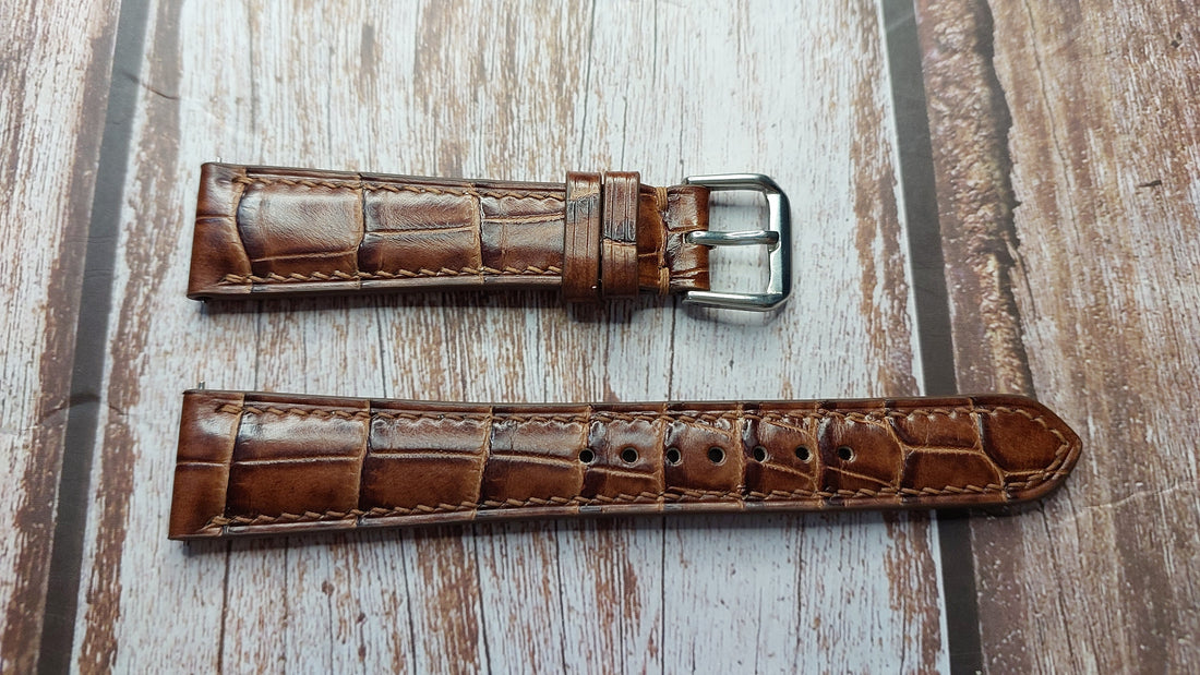 Honey Brown Full Grain Crocodile Leather Strap For Patek Phillippe Watch