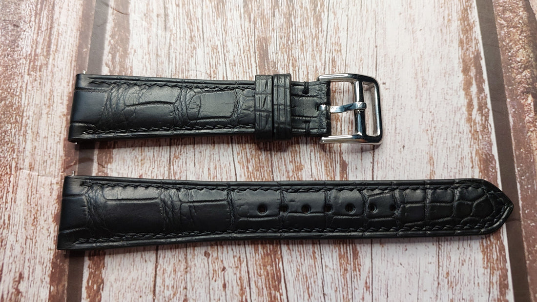 Black Full Grain Crocodile Leather Strap For Patek Phillipe 5139g-001 Watch