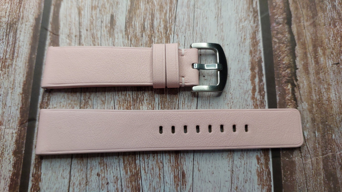 Pink Swift Leather Strap For Tissot Supersport Chrono Black Stainless Watch