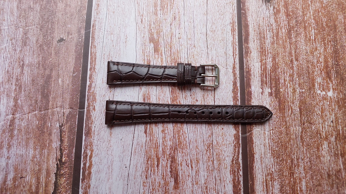 Brown Full Grain Crocodile Leather Strap For Patek Phillippe Calatrava Watch