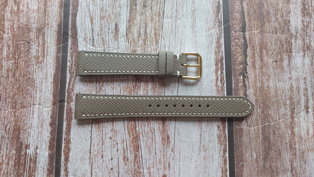 Taupe Epsom Leather Strap For Vintage Watch
