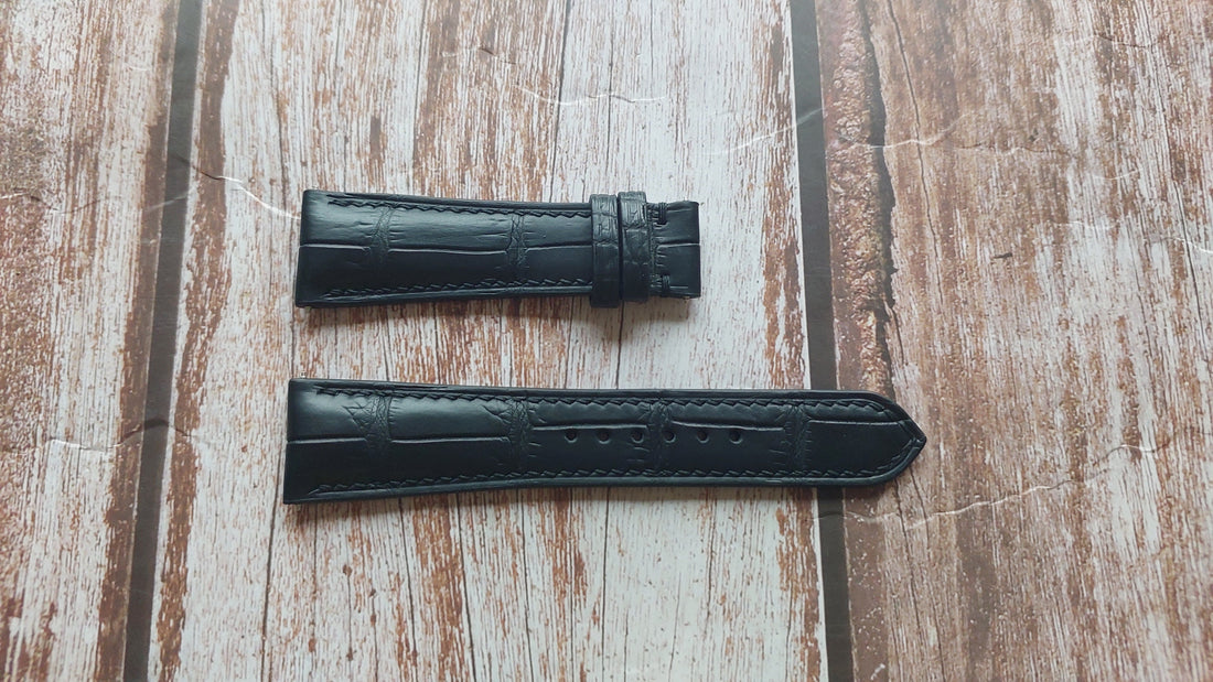 Black Full Grain Crocodile Leather Strap For Memorigin Tourbillon Dress Watch