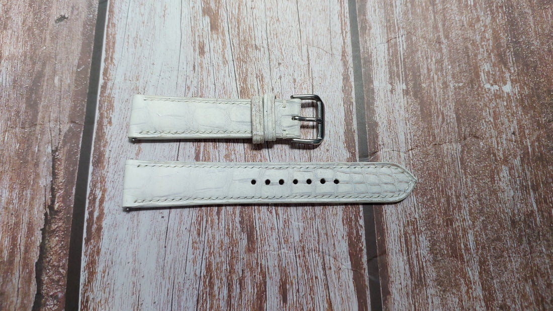 Sand White Full Grain Crocodile Leather Strap For Seiko SRPB43 Mens PRESAGE Watch