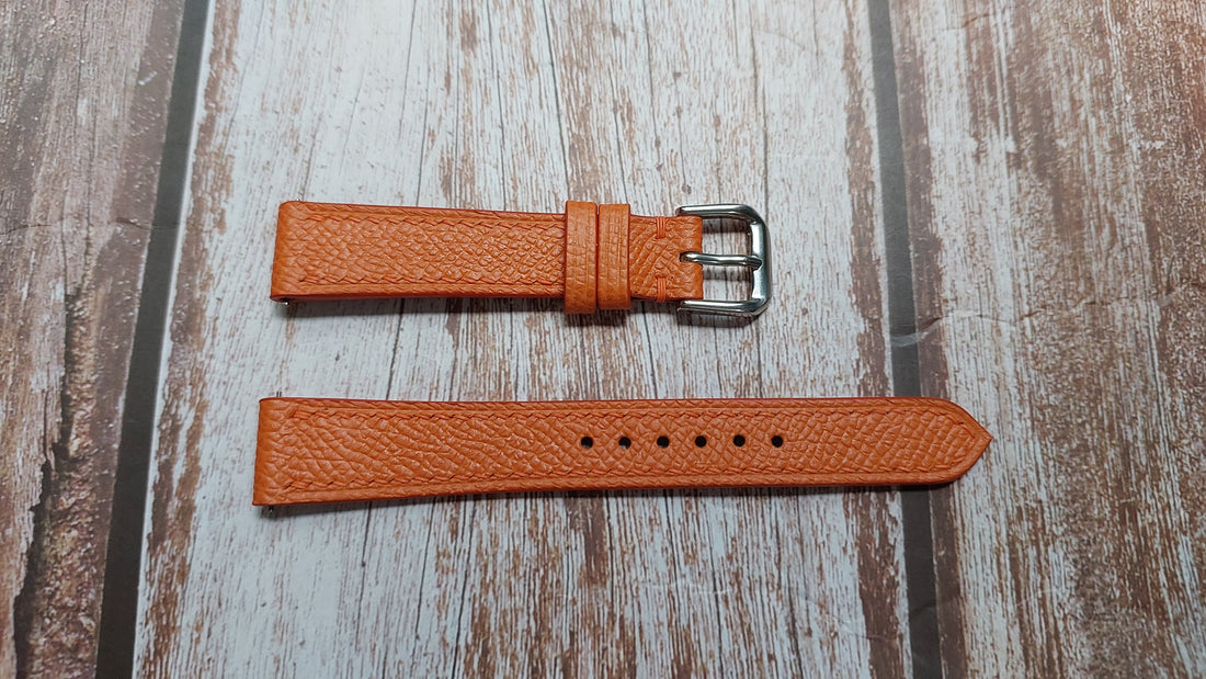 Orange Epsom Leather Strap For Cartier Tank Must Watch