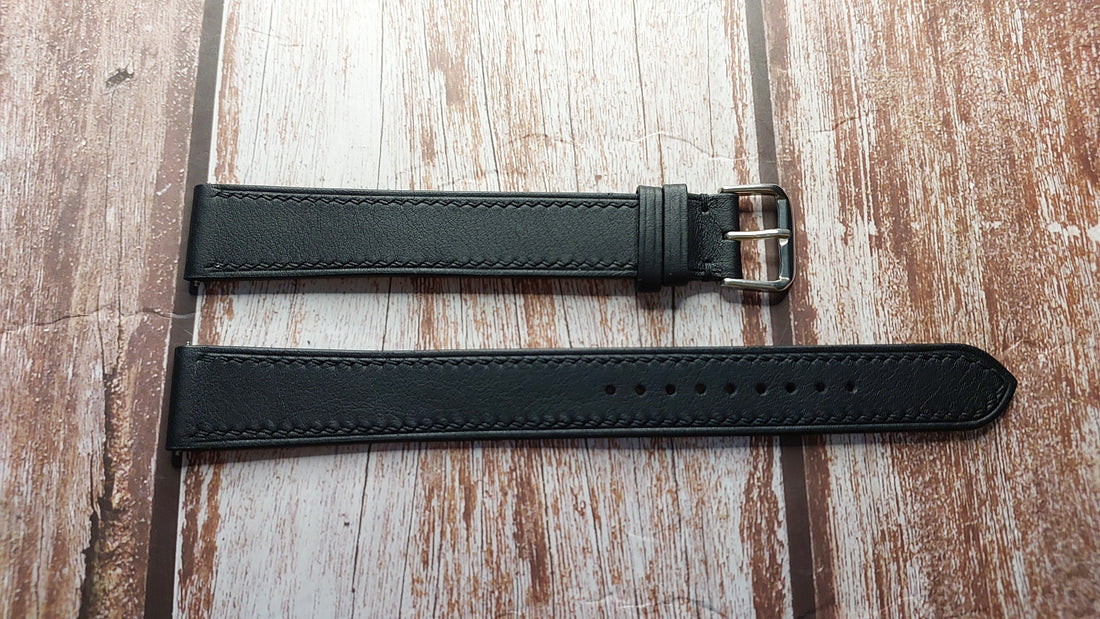 Black Swift Leather Strap For Custom Watch Classic Style Watch