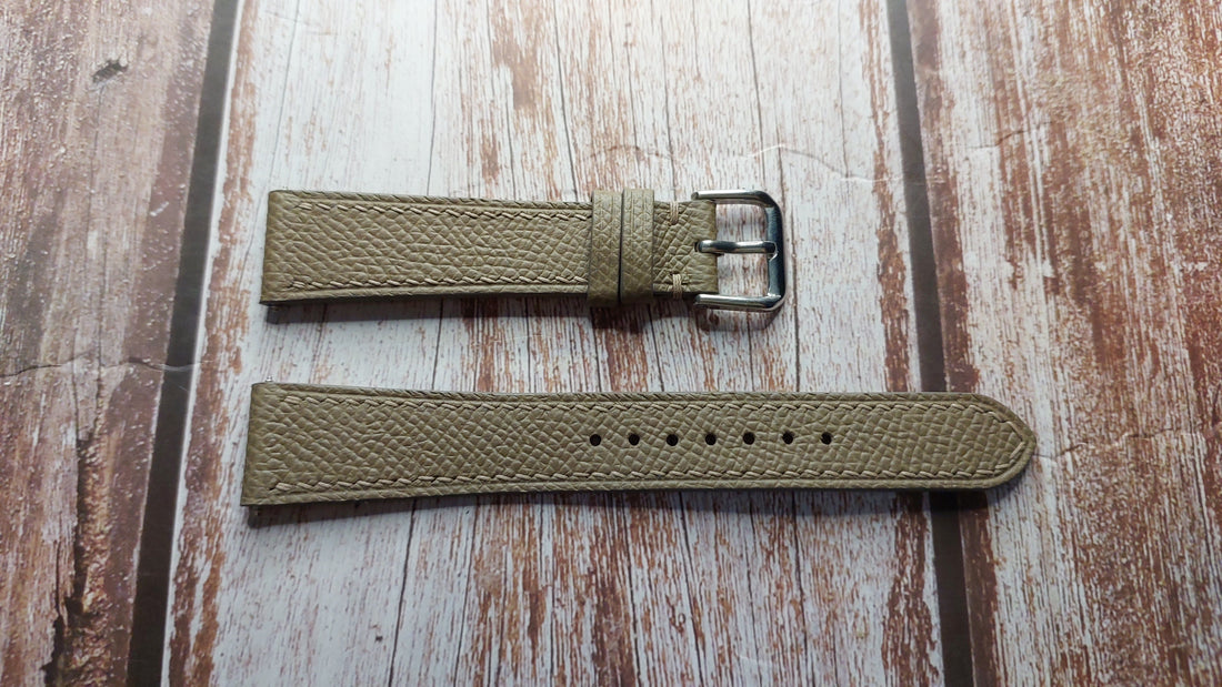 Taupe Epsom Leather Strap For Grand Seiko SBGA 375 Watch