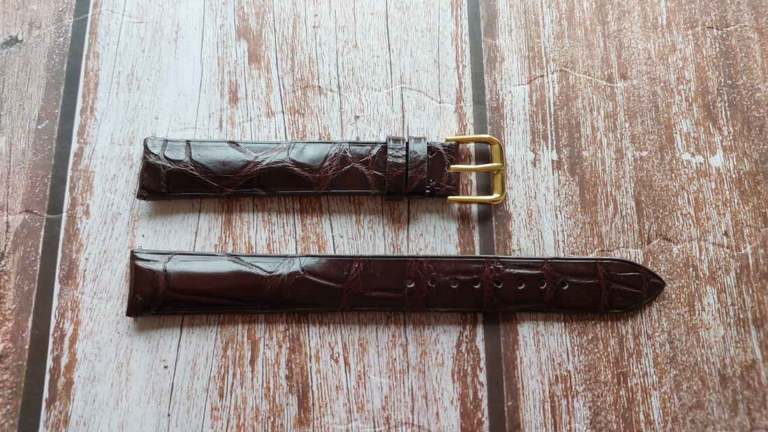Brown Full Grain Crocodile Leather Strap For 1967 vintage Omega Sea Master Watch