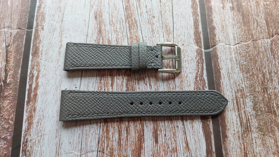 Gray Epsom Leather Strap For Cartier Tank Must Large Watch