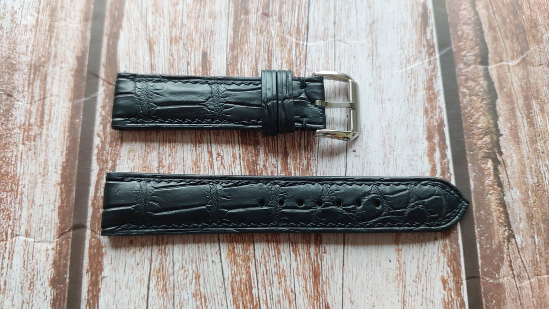 Black Full Grain Crocodile Leather Strap For Grand Seiko SBGY009 Watch