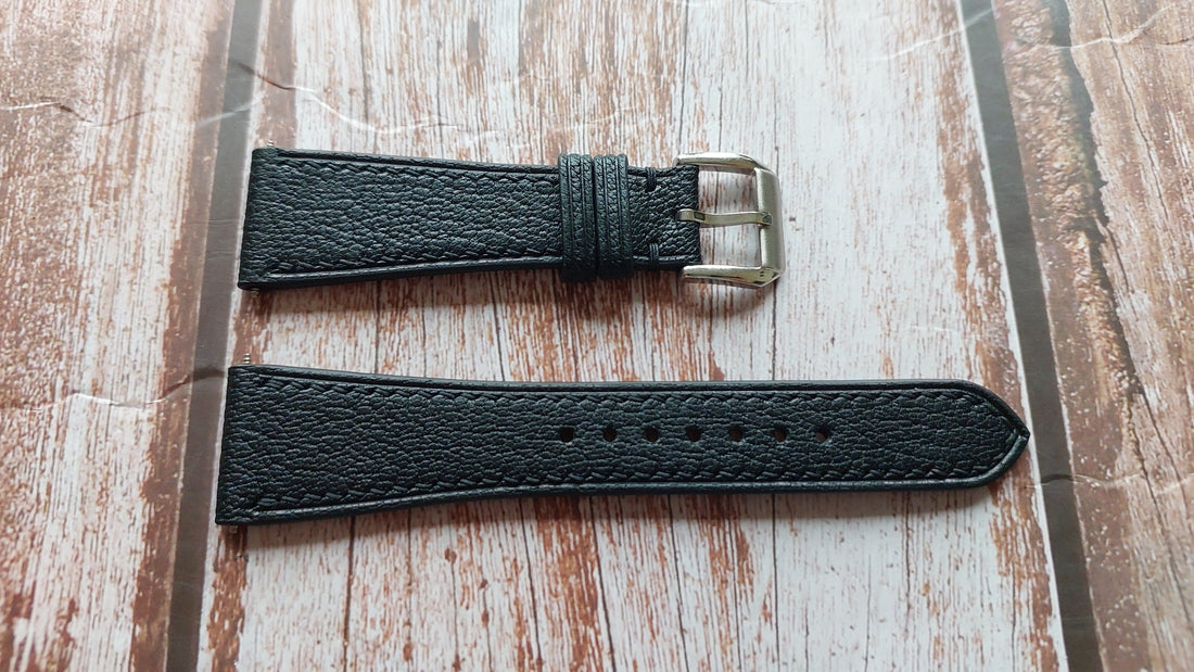Black Alran Goat Leather Strap For Tissot Couturier Watch