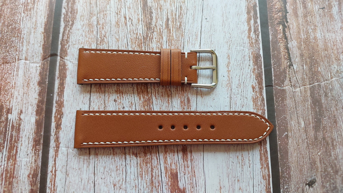 Brown Barenia Leather Strap For Christopher Ward 36mm seamaster Watch