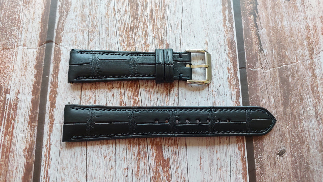 Black Full Grain Crocodile Leather Strap For Patek Philippe 5270G Watch