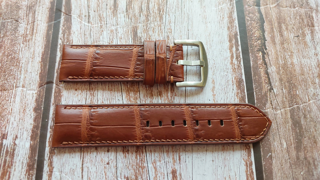 Deep Oak Full Grain Crocodile Leather Strap