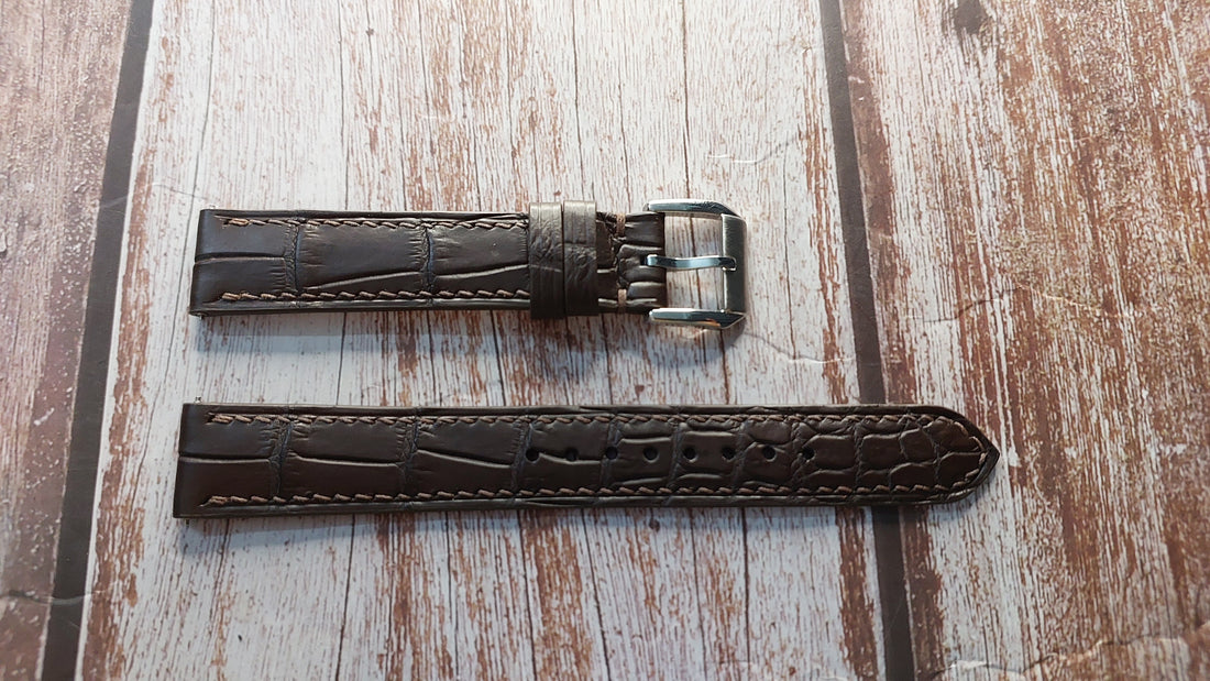 Brown Full Grain Crocodile Leather Strap For Vintage Jlc Dress Watch