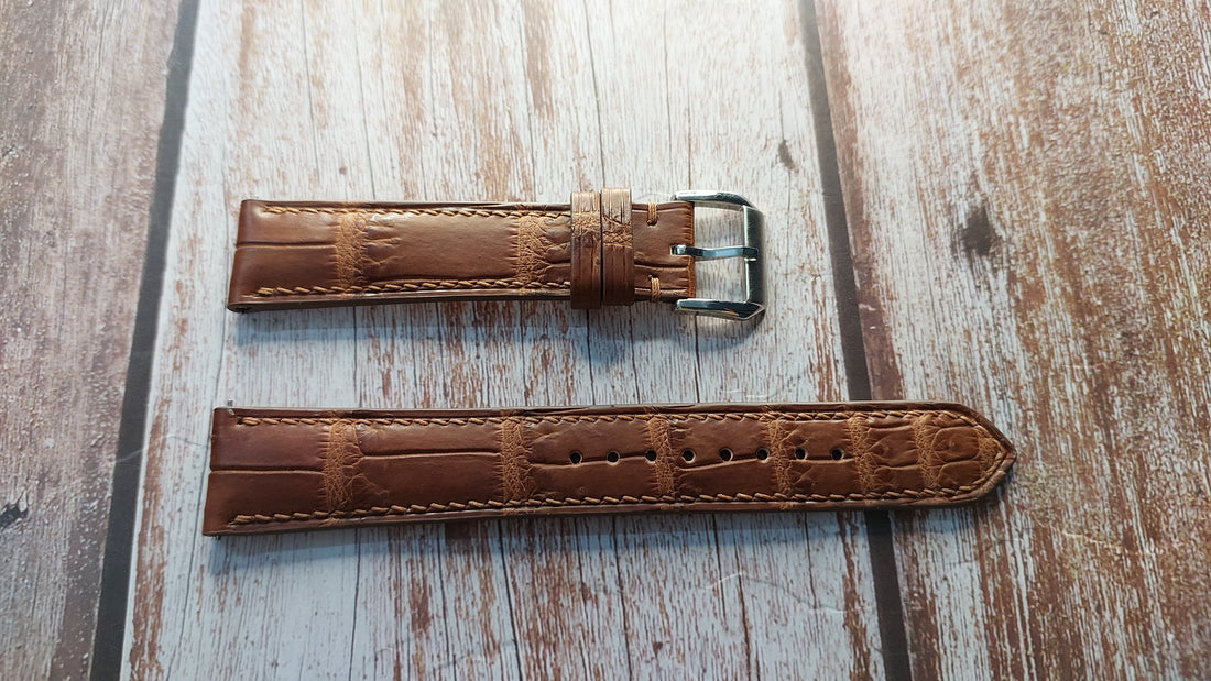 Deep Oak Full Grain Crocodile Leather Strap