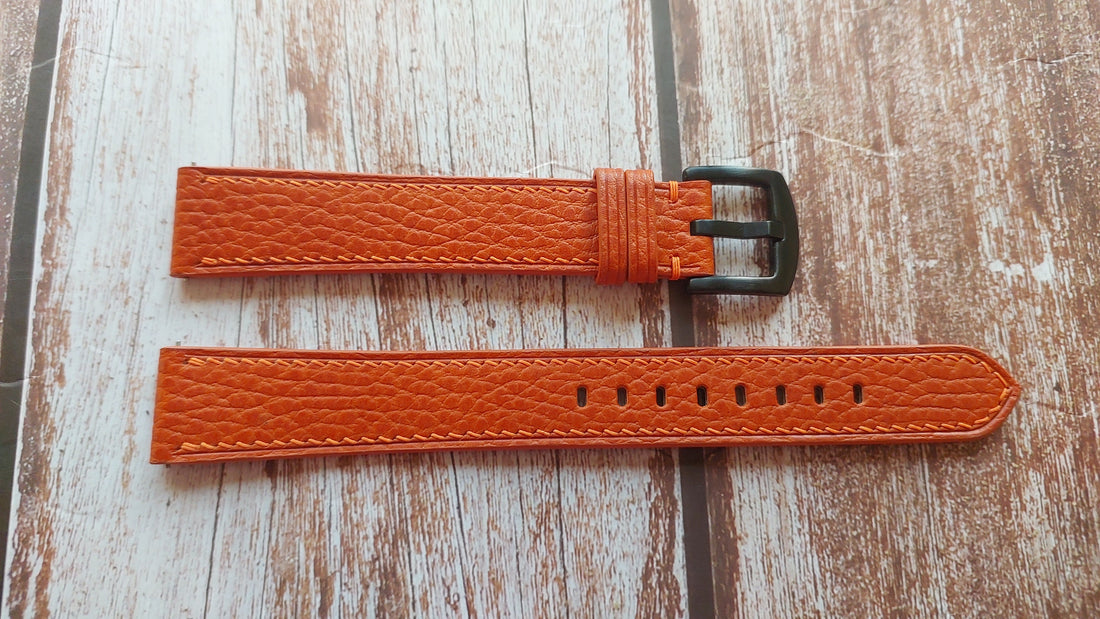 Orange Dolaro Leather Strap For Watch type Mistura Marco 20mm