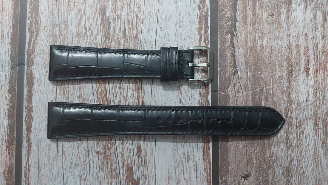 Black Full Grain Crocodile Leather Strap For IWC Portogieser IW5001-09 Watch