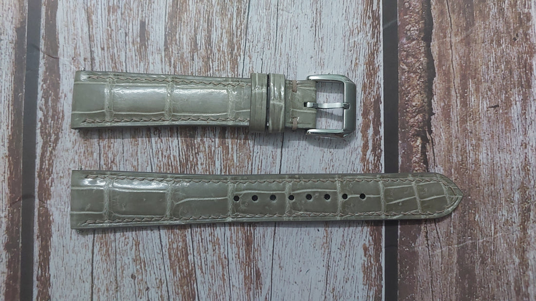 Gray Full Grain Crocodile Leather Strap