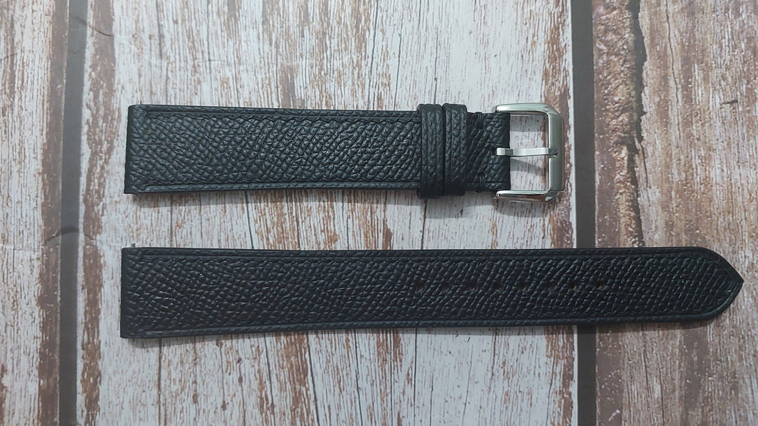 Black Epsom Leather Strap For Omega Speedmaster 2022 Hesalite Watch