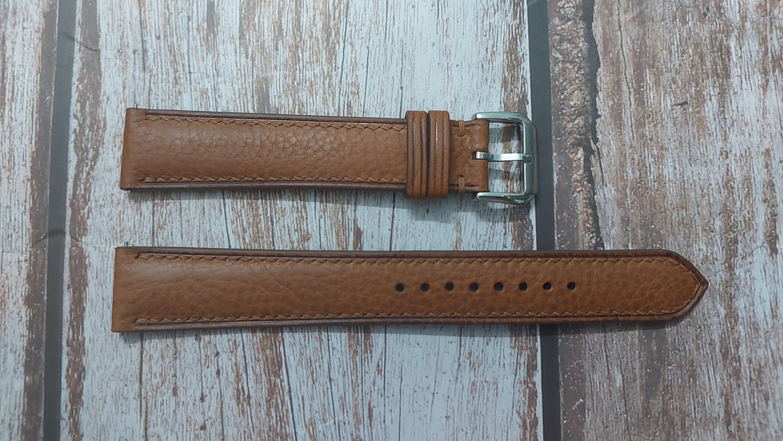 Brown Italian Veg Tanned Minerva Leather Strap For Hamilton Intermatic Chrono Watch