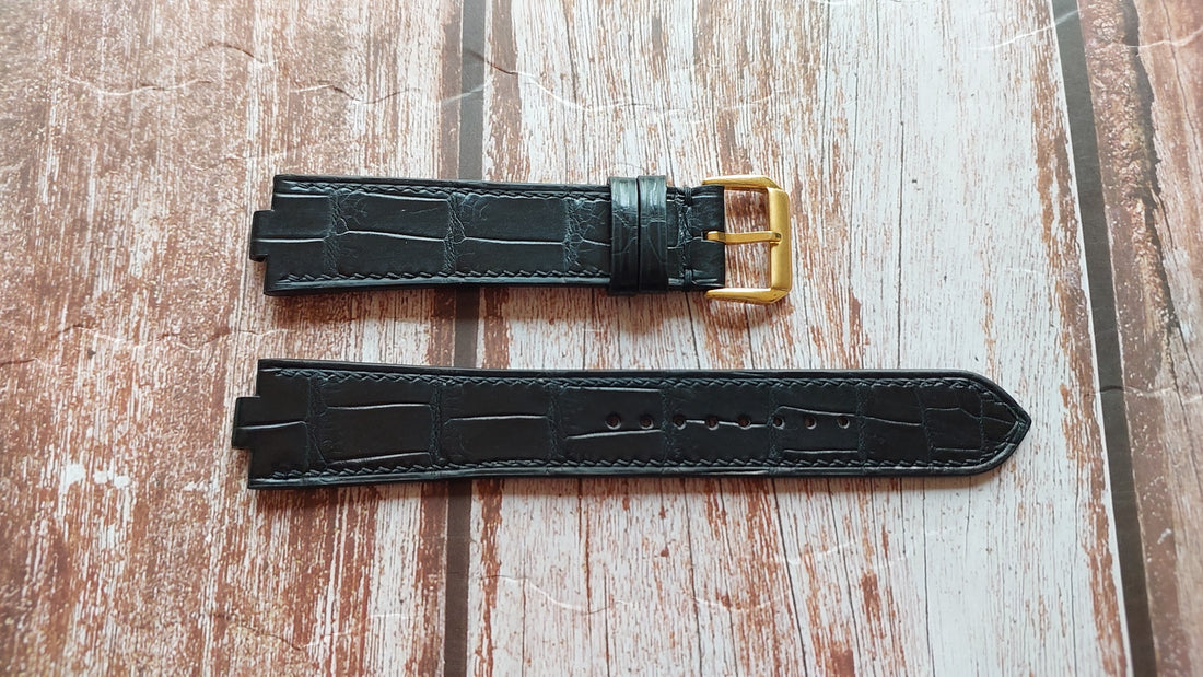 Black Crocodile Leather Custom Notched Strap