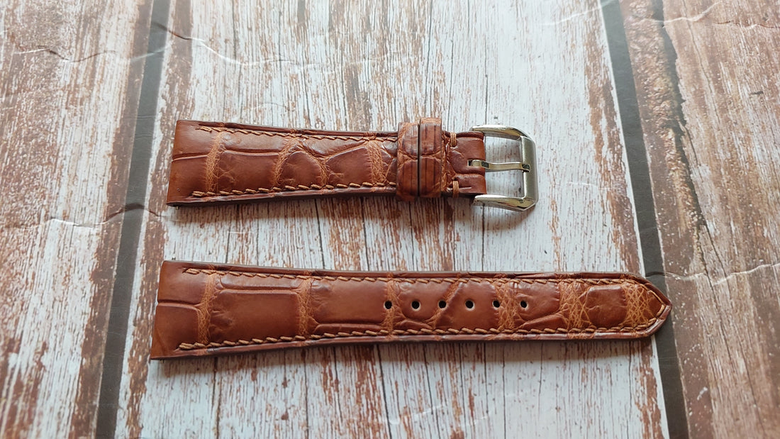 Deep Oak Full Grain Crocodile Leather Strap For Omega Seamaster 300 Heritage Watch
