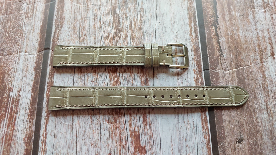 Gray Full Grain Crocodile Leather Strap