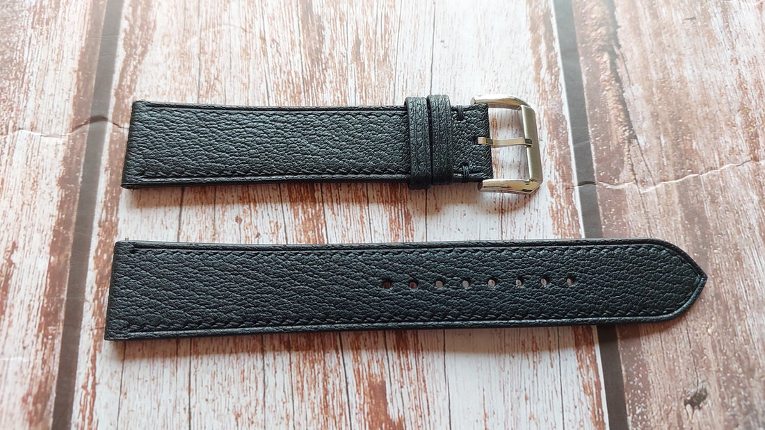 Black Alran Goat Leather Strap For MVMT ELEMENT NITRO BLUE | 43MM Watch