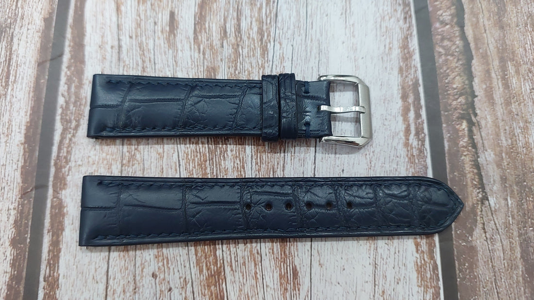 Dark Blue Full Grain Crocodile Leather Strap For Vacheron Constantin Fiftysix Dress Watch