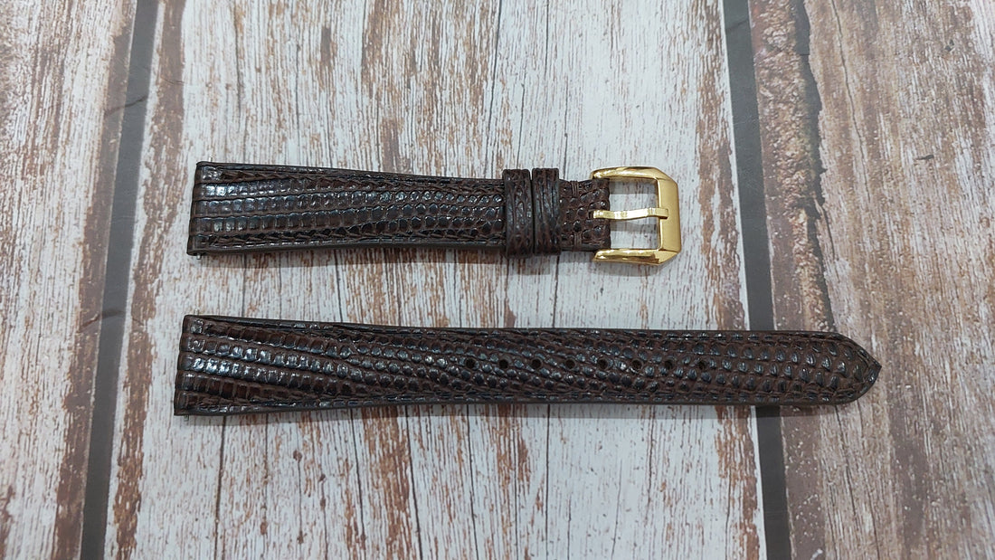 Dark Brown Full Grain Lizard Leather Strap For Concord Tank 1950s Watch