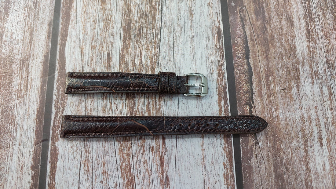 Dark Brown Full Grain Ostrich Leg Leather Strap