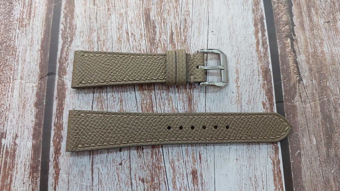 Taupe Epsom Leather Strap For Stainless Steel 1952 Rolex Oyster Perpetual Watch