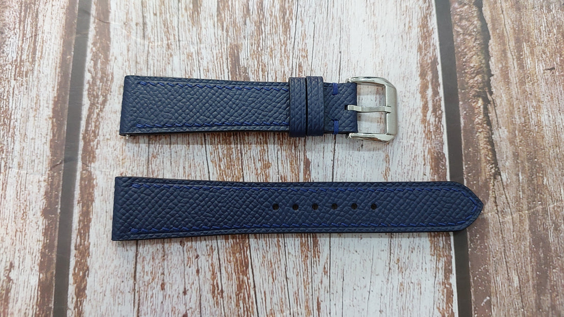 Navy Epsom Leather Strap For Grand Seiko SBGM 221 Watch