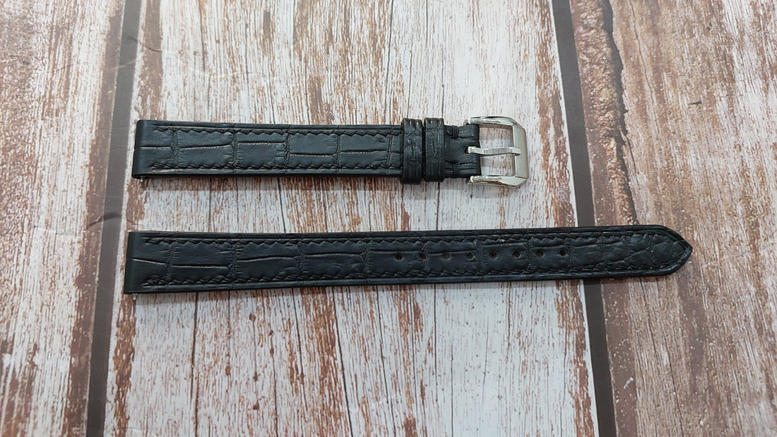 Black Full Grain Crocodile Leather Strap