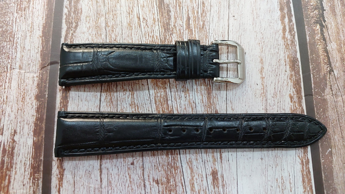 Black Full Grain Crocodile Leather Strap For Frank Meuller Master Chronograph Watch