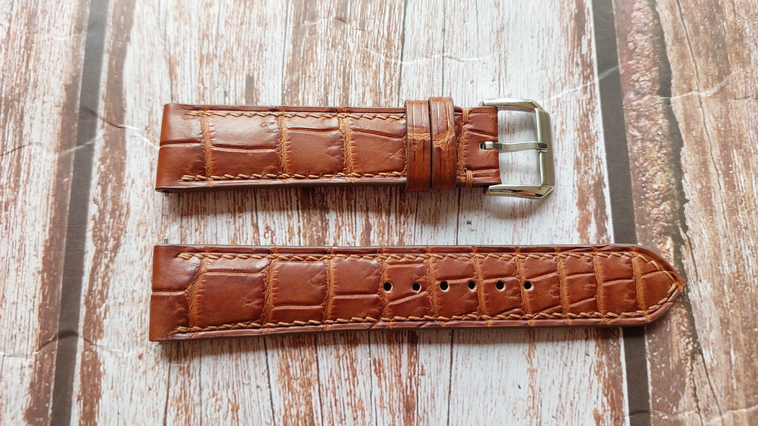 Deep Oak Full Grain Crocodile Leather Strap