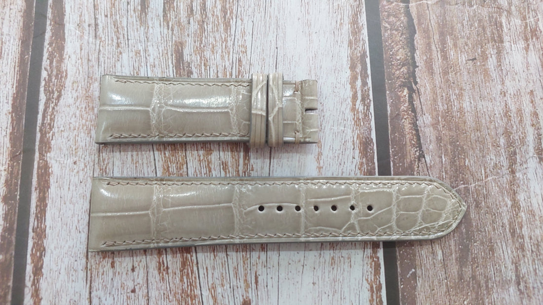 Gray Full Grain Crocodile Leather Strap