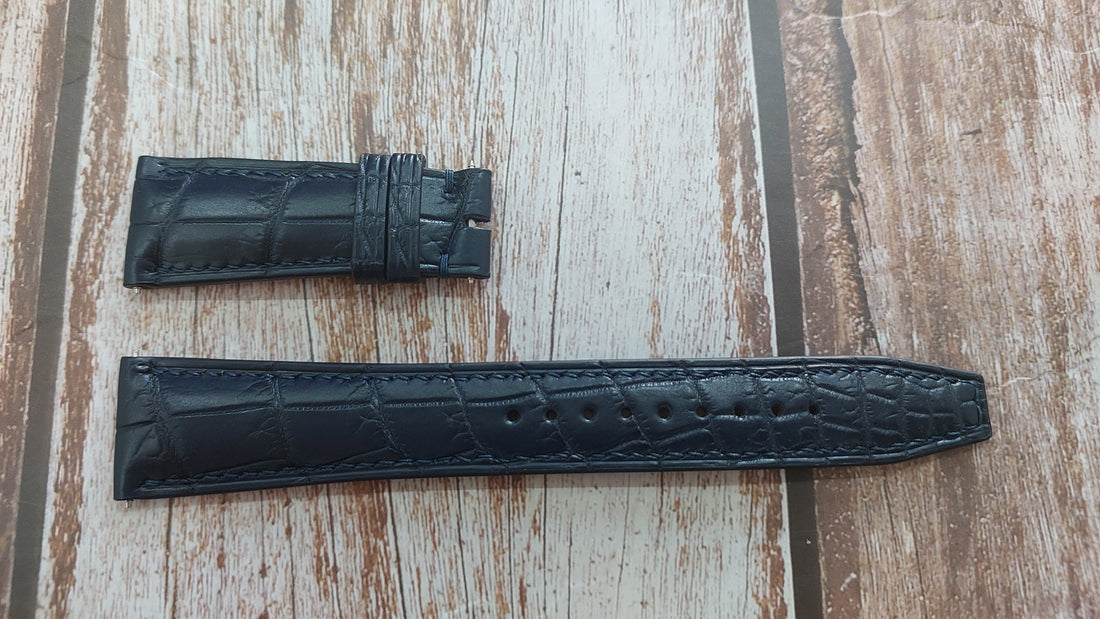 Dark Blue Full Grain Crocodile Leather Strap For IWC IW500705 PORTUGIESER AUTOMATIC Watch