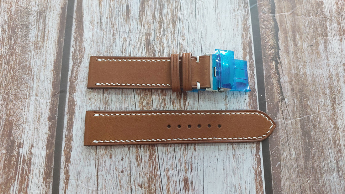 Brown Barenia Leather Strap For Rolex AirKing Watch