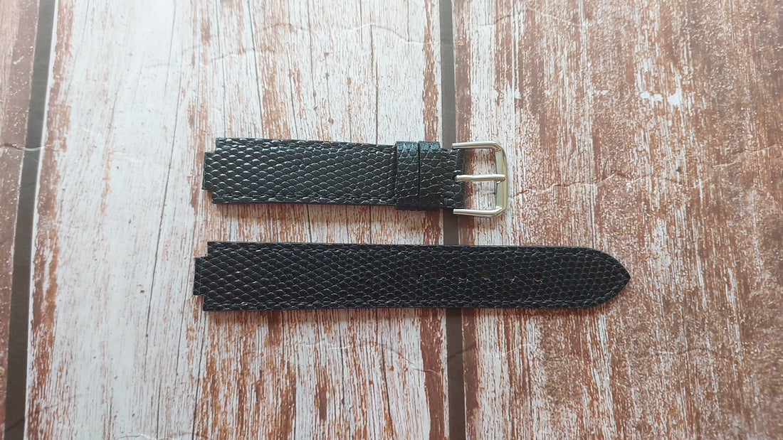 Black Lizard Leather Custom Notched Strap For Skagen Watch