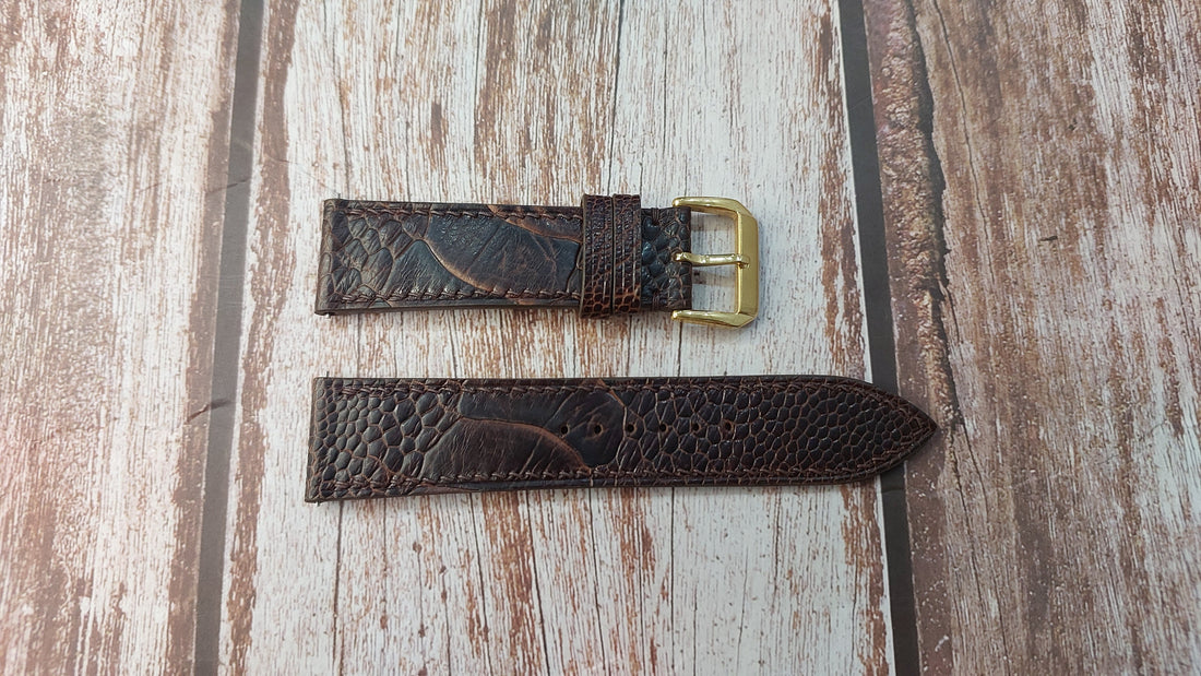 Dark Brown Full Grain Ostrich Leg Leather Strap For Reverso Tribute Watch