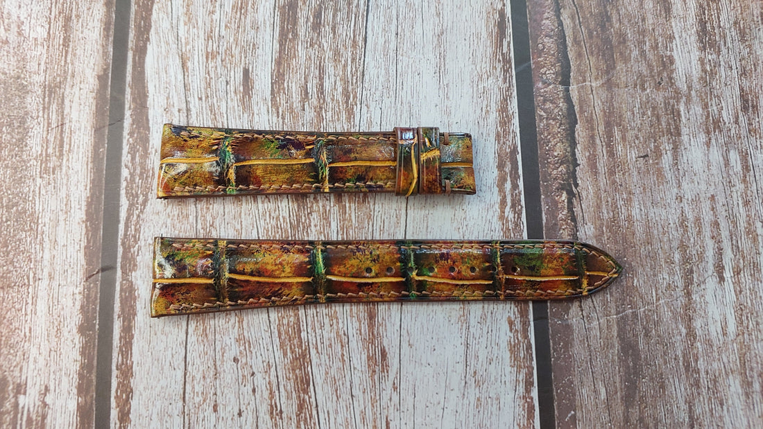 Mixing Dye Full Grain Crocodile Leather Strap