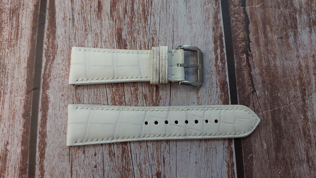 Sand White Full Grain Crocodile Leather Strap