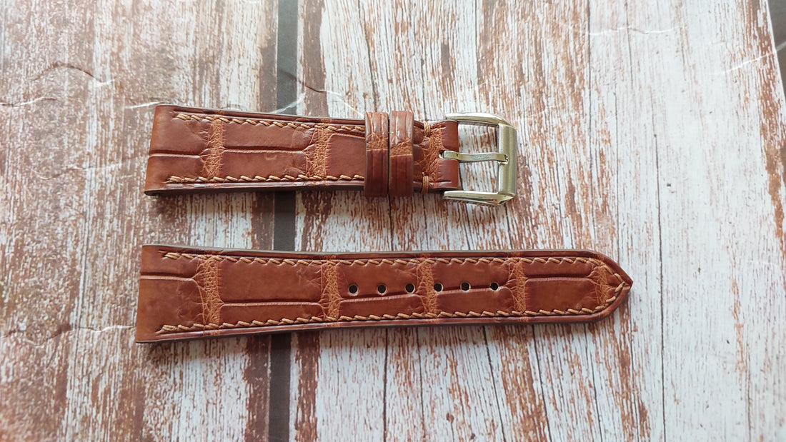 Deep Oak Full Grain Crocodile Leather Strap