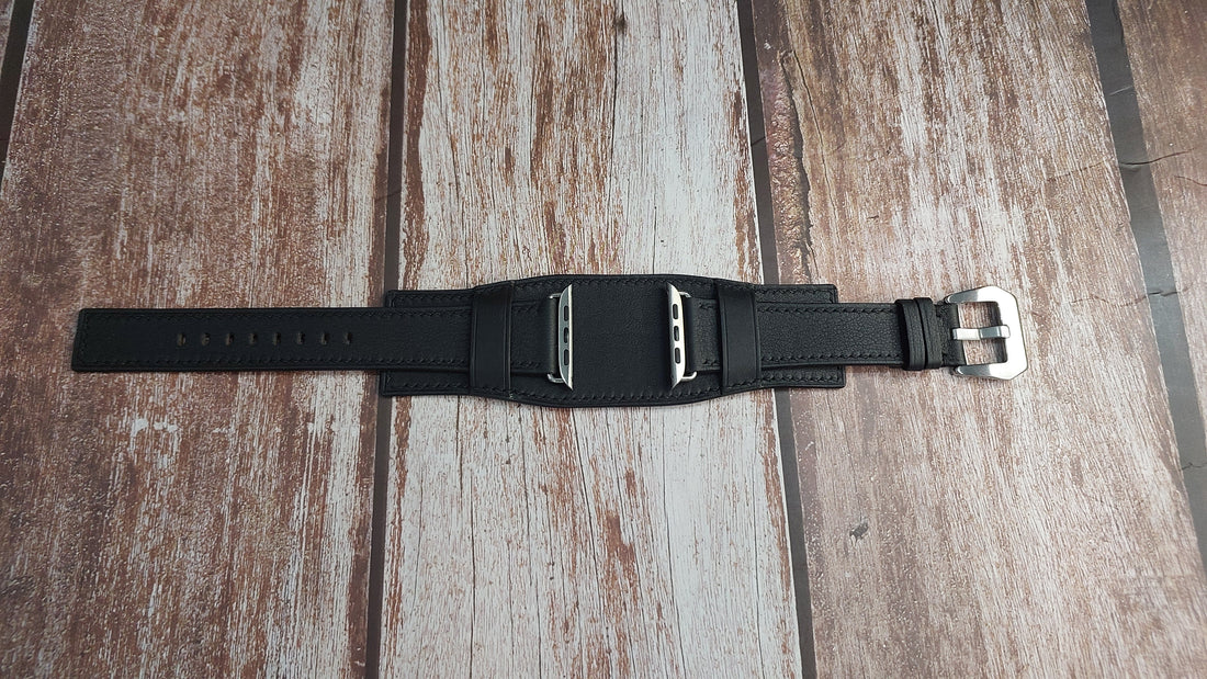 Black Swift Leather Strap For Apple Watch Series 7 (41mm)