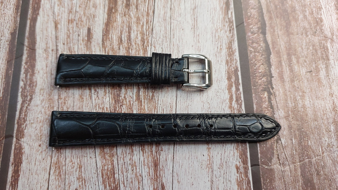 Black Full Grain Crocodile Leather Strap