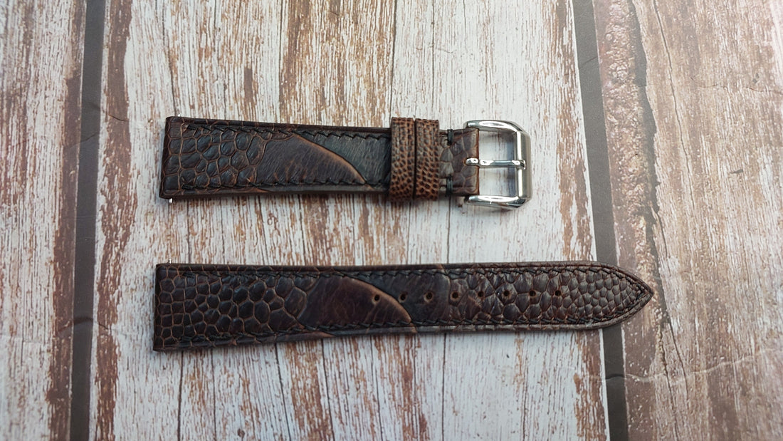 Dark Brown Full Grain Ostrich Leg Leather Strap For Reverso Date Watch